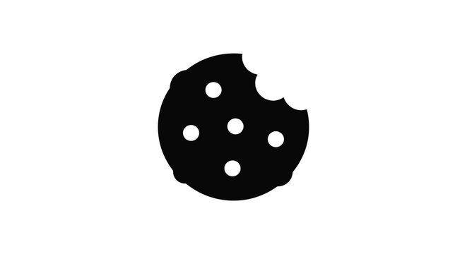 Chocolate Chip Cookie With Bite Taken Out Black Silhouette
