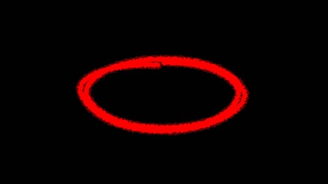 Red Rough Circle Sketch Animation - Hand-Drawn Marker Highlight 4K Alpha