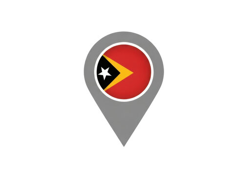 A map location pin icon featuring the national flag of east timor isolated on transparent background