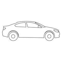 Fototapeta premium Simple line art illustration of a sleek sedan car viewed from the side.