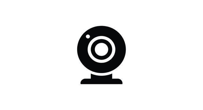 Webcam With Circular Lens And Stand Black Silhouette