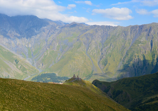 Holy Trinity Cathedral on Gergeti Mountain, Georgia, Kazbegi