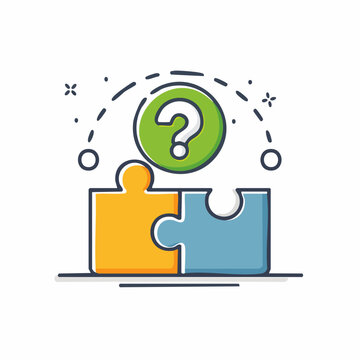 Puzzle pieces with question mark icon