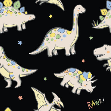 Cute Dinosaur Seamless Pattern