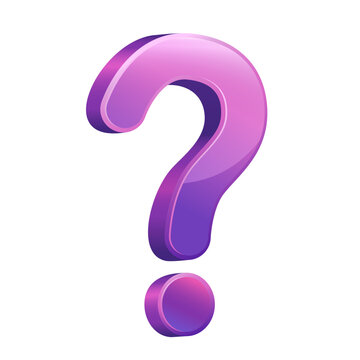 A large purple question mark curves across a white page. Vector illustration