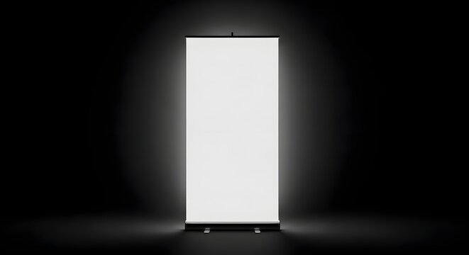 Blank vertical display board on black background