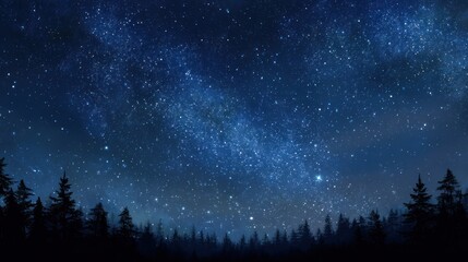 Obraz premium Night sky with aurora borealis over silhouetted trees artistic digital illustration