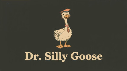vintage a goose wearing a graduation cap and a necktie, standing confidently on a dark background. © Pemuda