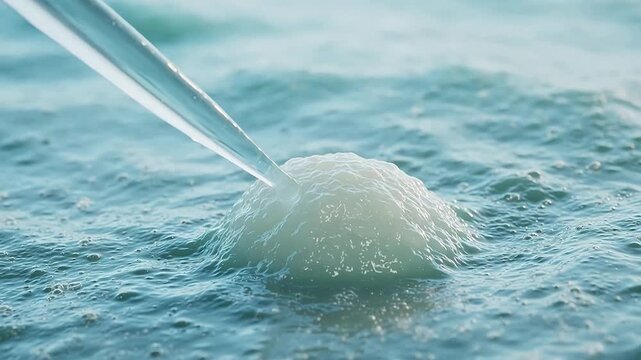 Dropper releasing liquid onto a bubble