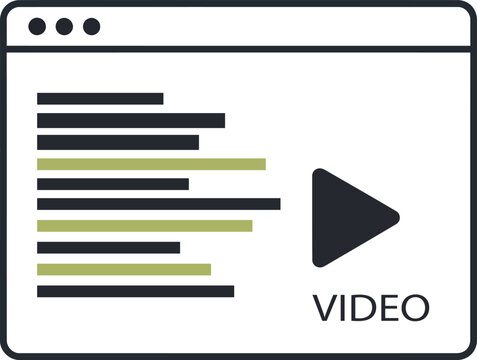 Web Video Player Interface with Text Content Browser Icon