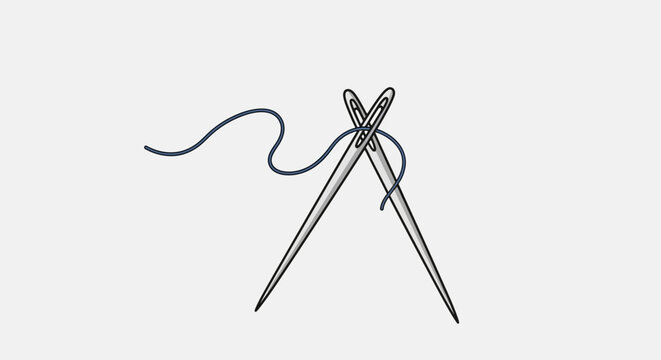 Illustration of crossed needles with thread, ideal for sewing or craft projects illustration