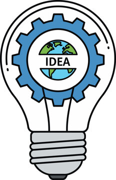 Global Innovation Idea Lightbulb with Gear and Earth Globe Vector
