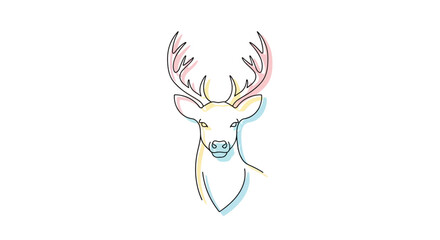 Naklejka premium Minimalist deer illustration with watercolor accents on white background artwork design