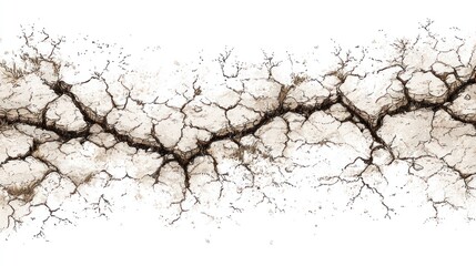 Fototapeta premium Close up of cracked surface texture on white background for design elements