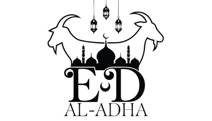 Fototapeta premium Decorative black silhouette design for the religious festival eid al adha