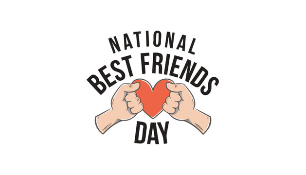 Two hands holding a heart for national best friends day