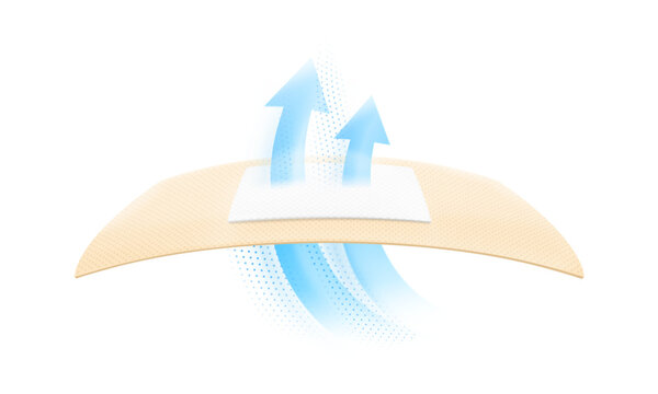 Realistic adhesive bandage strip with arrows mockup. Vector Illustration isolated on white background. Ready and easy to use for your design. Scalable without lose quality. EPS10.