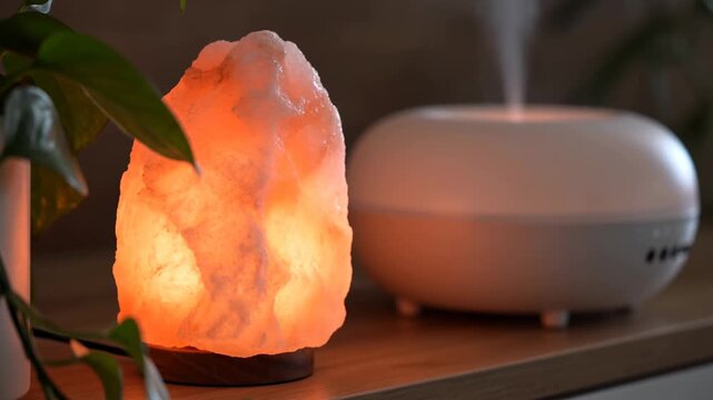 Himalayan Salt Lamp and Essential Oil Diffuser 4K Video