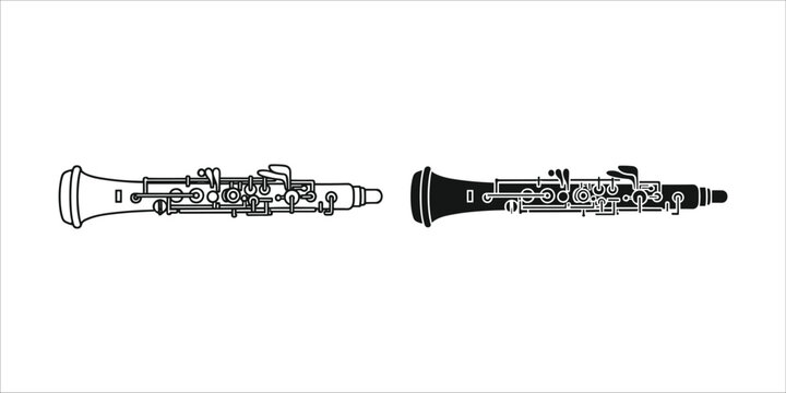 Black and white of clarinets side by side musical instrument