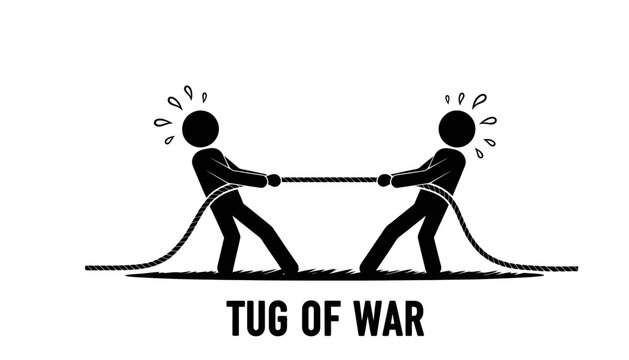 Tug of War Symbolizing Competition, Challenge, and Struggle Between Two Opposing Forces