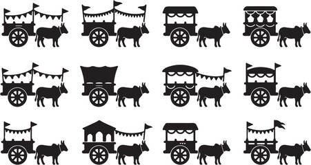 Obraz premium Horse Drawn Carriages Silhouette Pattern.