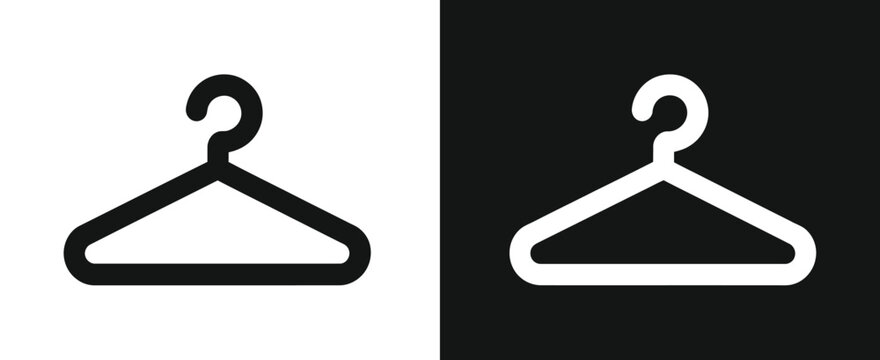 Wardrobe Icon, Minimalist Hanger Symbol For Cloakroom, Changing Room, Dressing Area And Storage Signage Vector Illustration.