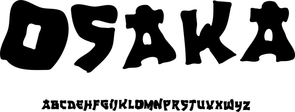 Osaka Retro Funk Font Alphabet &ndash; Playful Curved Display Typeface for Streetwear Branding, Music Posters, Urban Logos & Groovy Vintage Typography Design