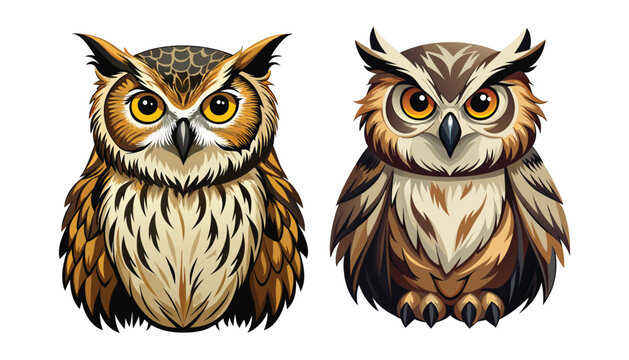 two owl bird clipart vector illustration
