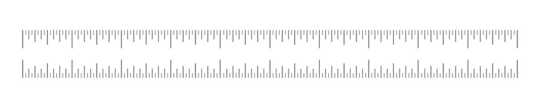 Measuring chart with ten inches. Ruler scale with 10 inches. Sewing tool template. Length measurement distance, height, math.