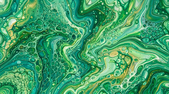 Abstract green and gold liquid marble texture background with flowing emerald waves for luxury mineral wallpaper and elegant fluid art backdrop for premium branding design 4k res