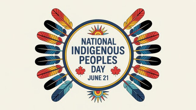 National Indigenous Peoples Day June 21 with feathers and maple leaves