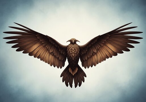 Majestic Bird of Prey with Outstretched Wings in Flight.