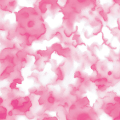 Fototapeta premium Seamless tie dye pattern with soft pink watercolor clouds on a white background in a modern artistic style