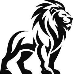 Obraz premium Black lion vector, lion illustration, animal icon, wildlife symbol