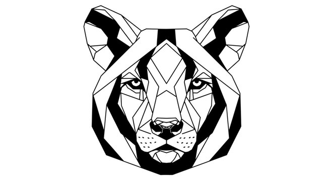 Geometric wolf head illustration vector art of a canine against white
