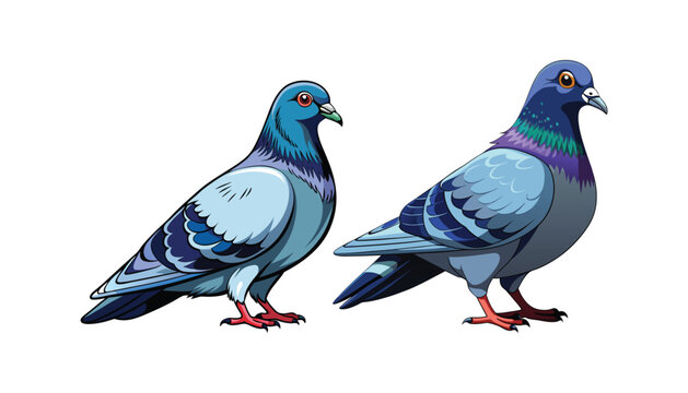 two Columbidae bird clipart vector illustration