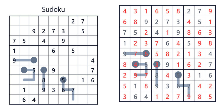 sudoku_thermo_hard puzzle grid with solved and unsolved sections  