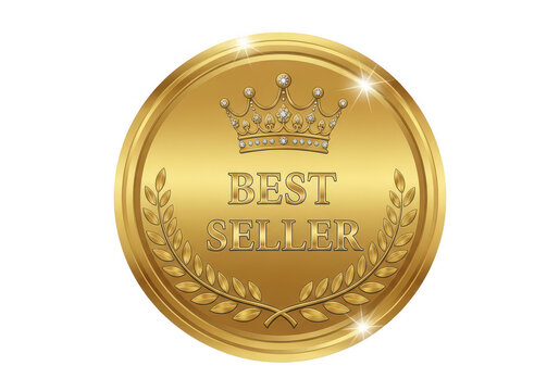 Shiny gold-colored coin with intricate engraved details and arabic script isolated on transparent background