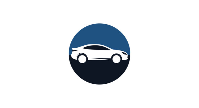 Minimalistic vehicle emblem design showcasing a modern car silhouette inside a circular frame
