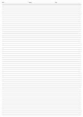 Fototapeta premium Blank lined notebook page for writing notes or journaling with date, name and subject 