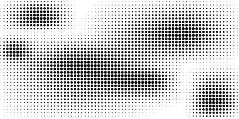 Fototapeta premium Dotted gradient vector illustration, white and black halftone background, horizontal seamless dotted lines, monochrome dots texture backdrop, retro effect. modern