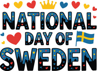 Obraz premium National Day of Sweden Vector Art, Scandinavian Patriotism Concept Isolated on White Background