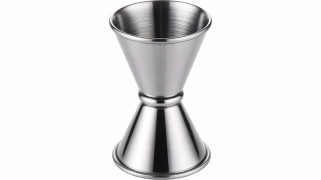 Stainless steel jigger, metal measuring cup, bar tool, cocktail accessory, shiny silver