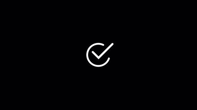 Check mark icon animation video, tick confirm correct accept checkbox symbol with transparent background in 4k.