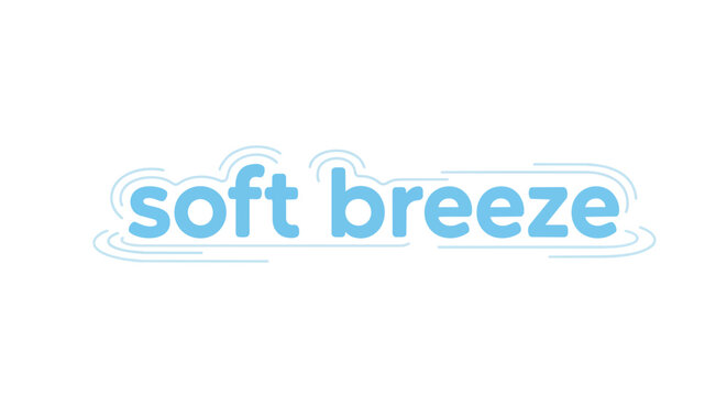 Soft Breeze Text Design with Light Blue Windy Swirls Vector Illustration for Nature and Freshness Concept