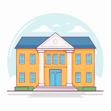 Flat Illustration of a Classical Building with Columns