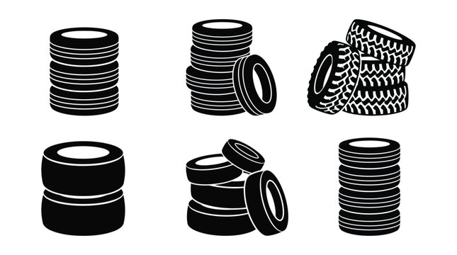 Stacks Of Tires In Black Silhouette tire