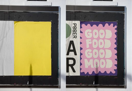 Mockup of a Colorful poster in Wall in Los Angeles