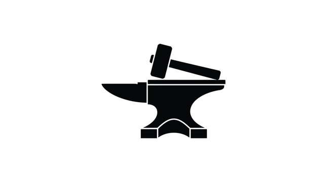 Blacksmith anvil and hammer silhouette metalworking forge