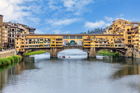 The Ponte Vecchio (Italian: Ponte Vecchio, Old Bridge) is a bridge in Florence, located at the narrowest point of the Arno River. 